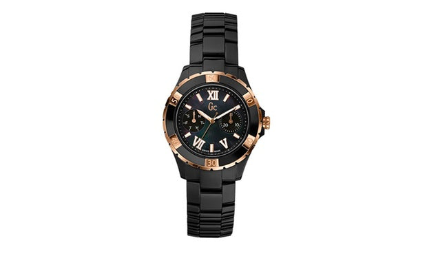 GC (Guess Collection) Ceramic Chronograph Watch – Rose Gold & Black