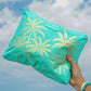 Large Pouch - Aqua Golden Palms