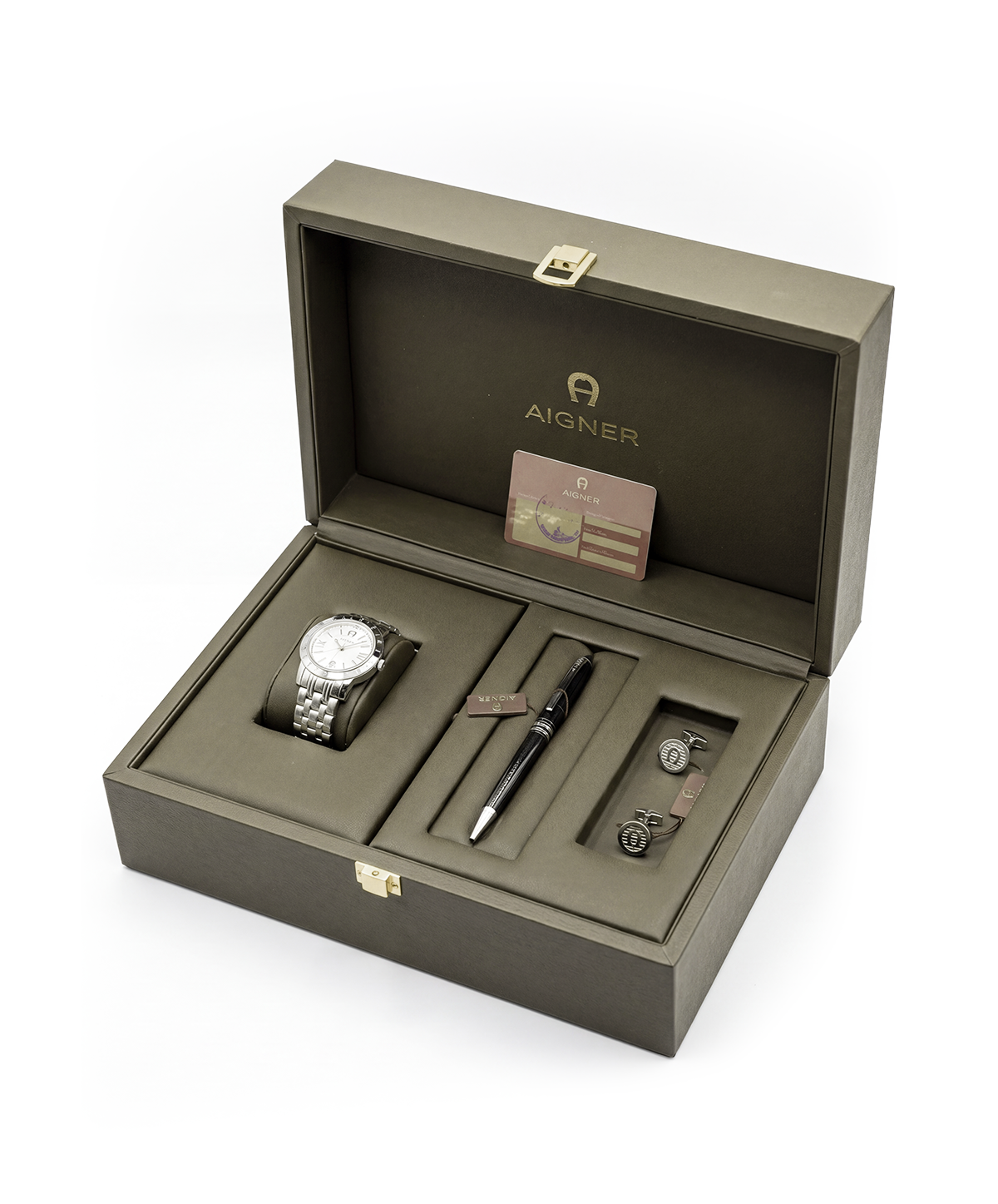 Aigner watch/pen/cufflinks gift set