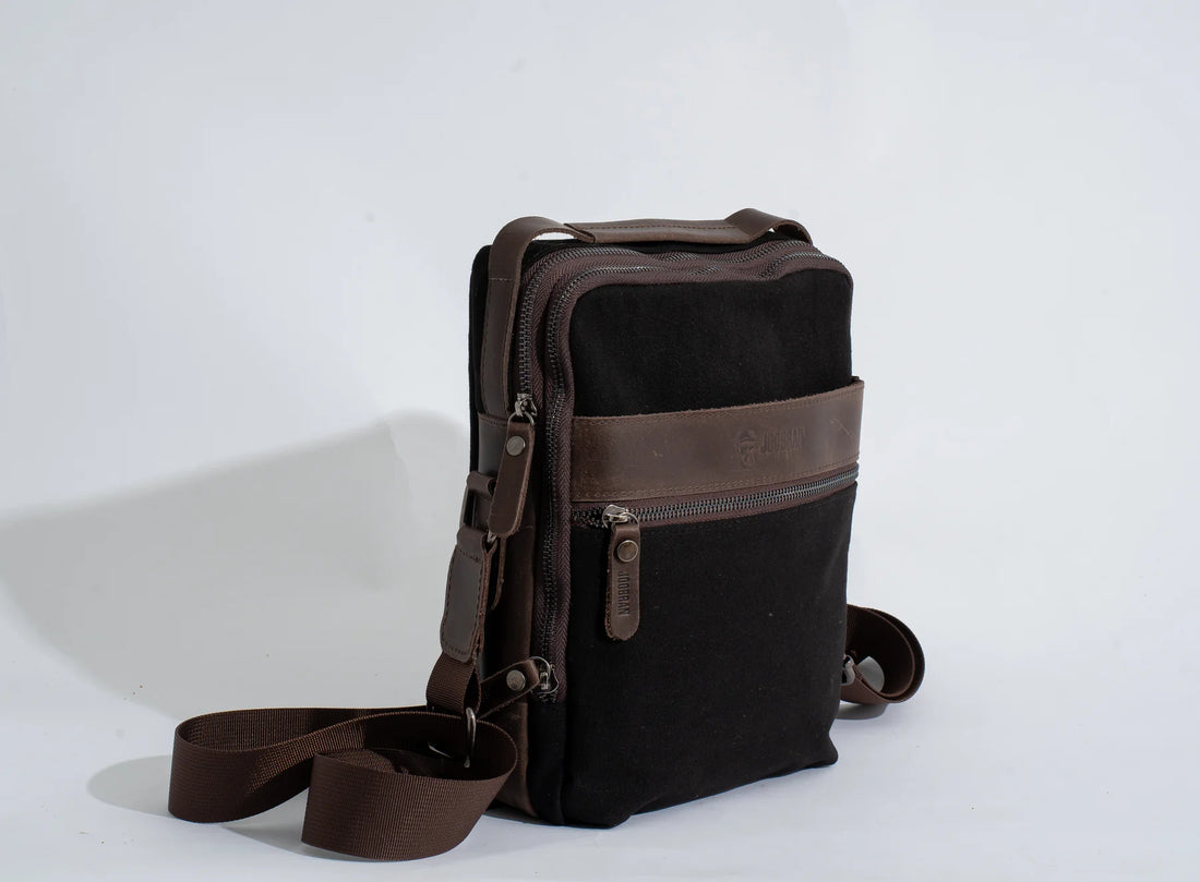 JOOBRAN MULTI-POCKET SHOULDER BAG - BLACK