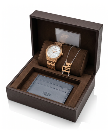 Ferre Milano ladies watch/bracelet/wallet set gold