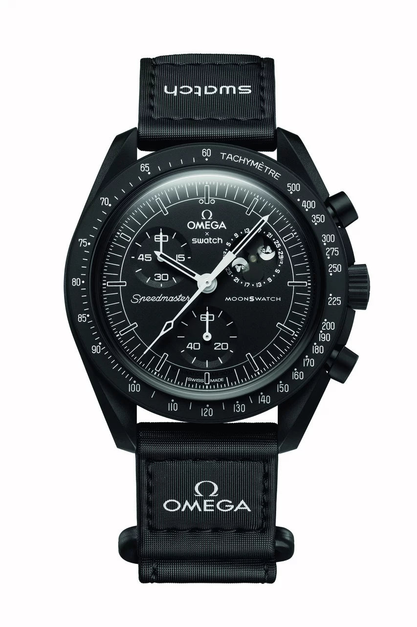 Omega Swatch mission to moonphase “new moon”
