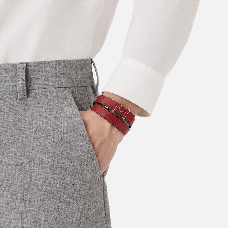 MONTBLANC LEATHER BRACELET - RED