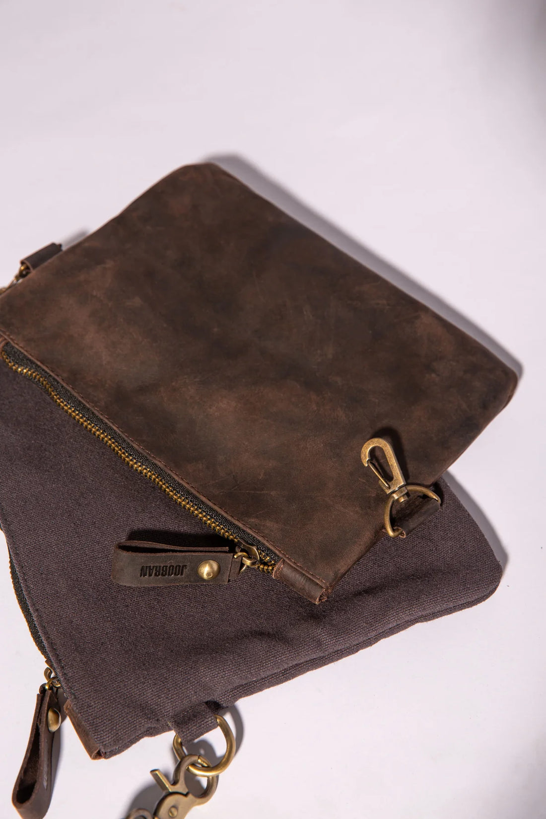 JOOBRAN DOUBLE-POUCH CROSSBODY BAG - DARK GRAY