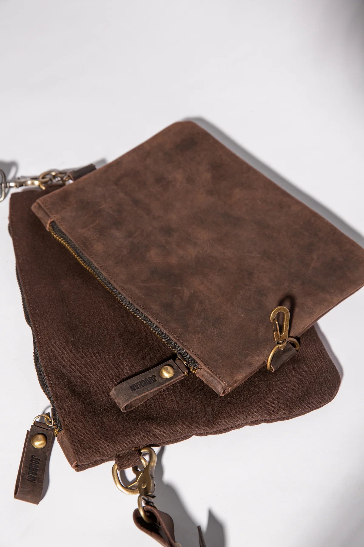 JOOBRAN DOUBLE-POUCH CROSSBODY BAG - DARK BROWN