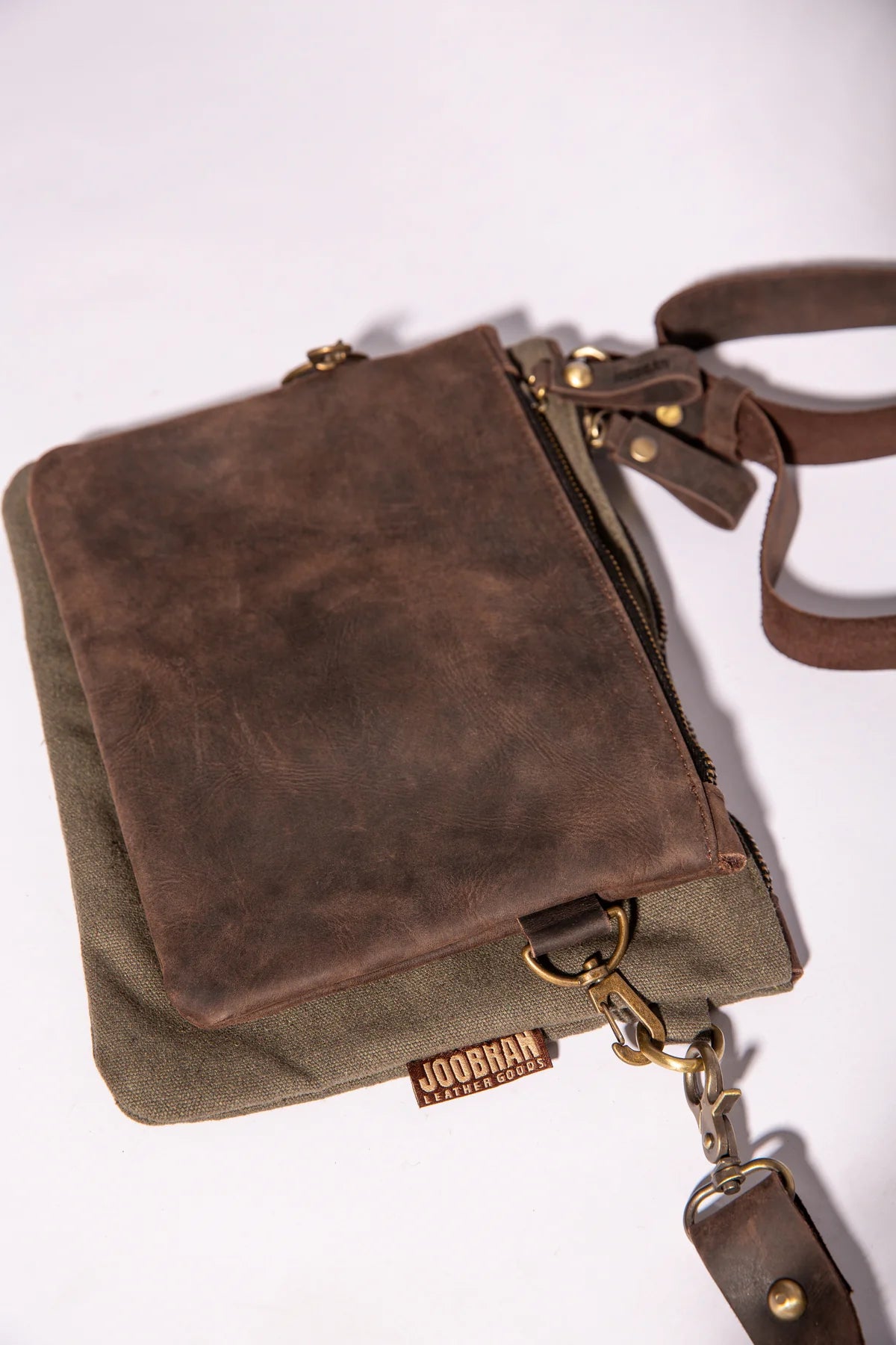 JOOBRAN DOUBLE-POUCH CROSSBODY BAG - ARMY