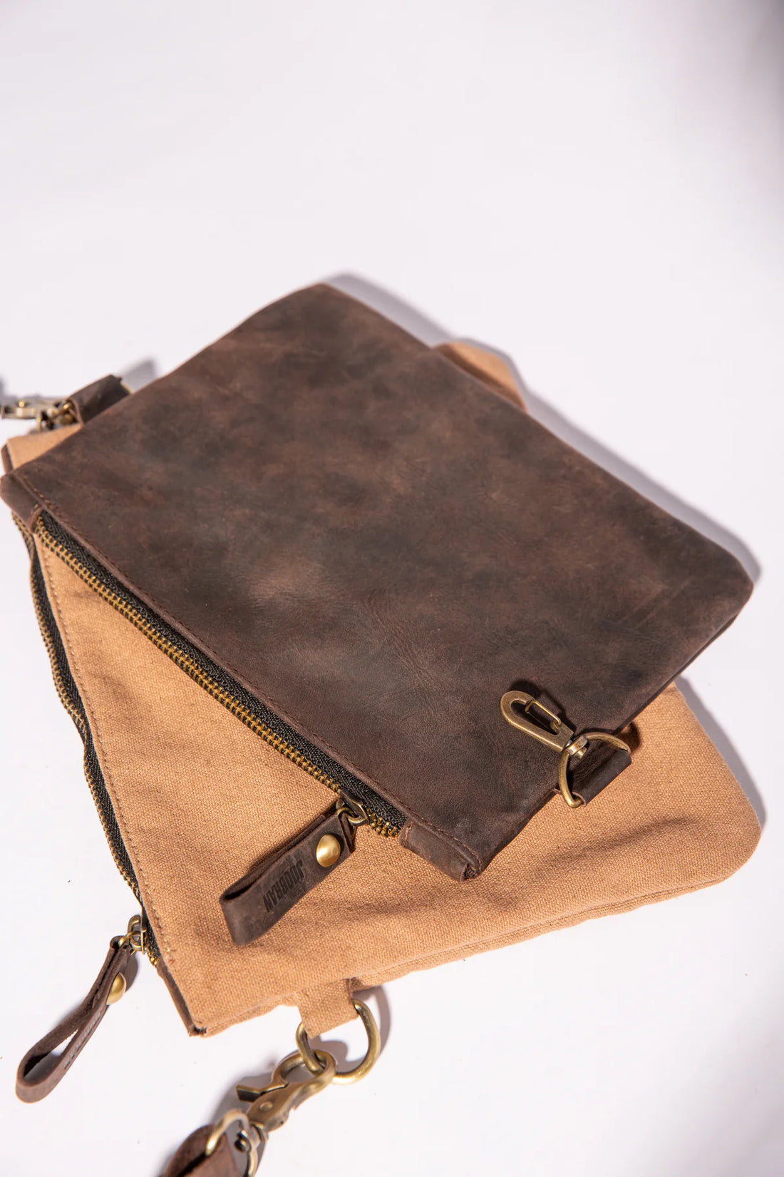 JOOBRAN DOUBLE-POUCH CROSSBODY BAG - TAN