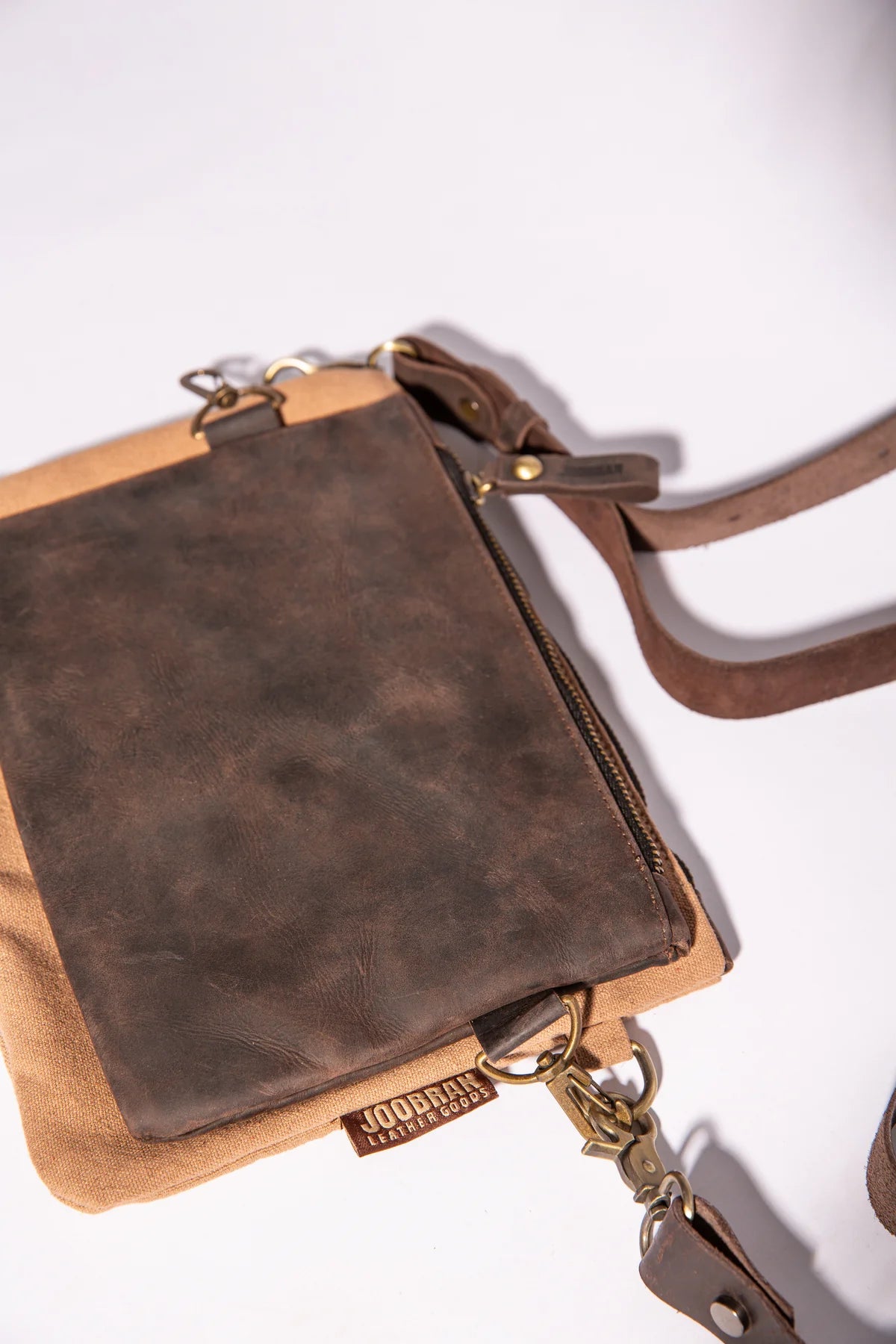 JOOBRAN DOUBLE-POUCH CROSSBODY BAG - TAN