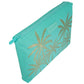 Large Pouch - Aqua Golden Palms
