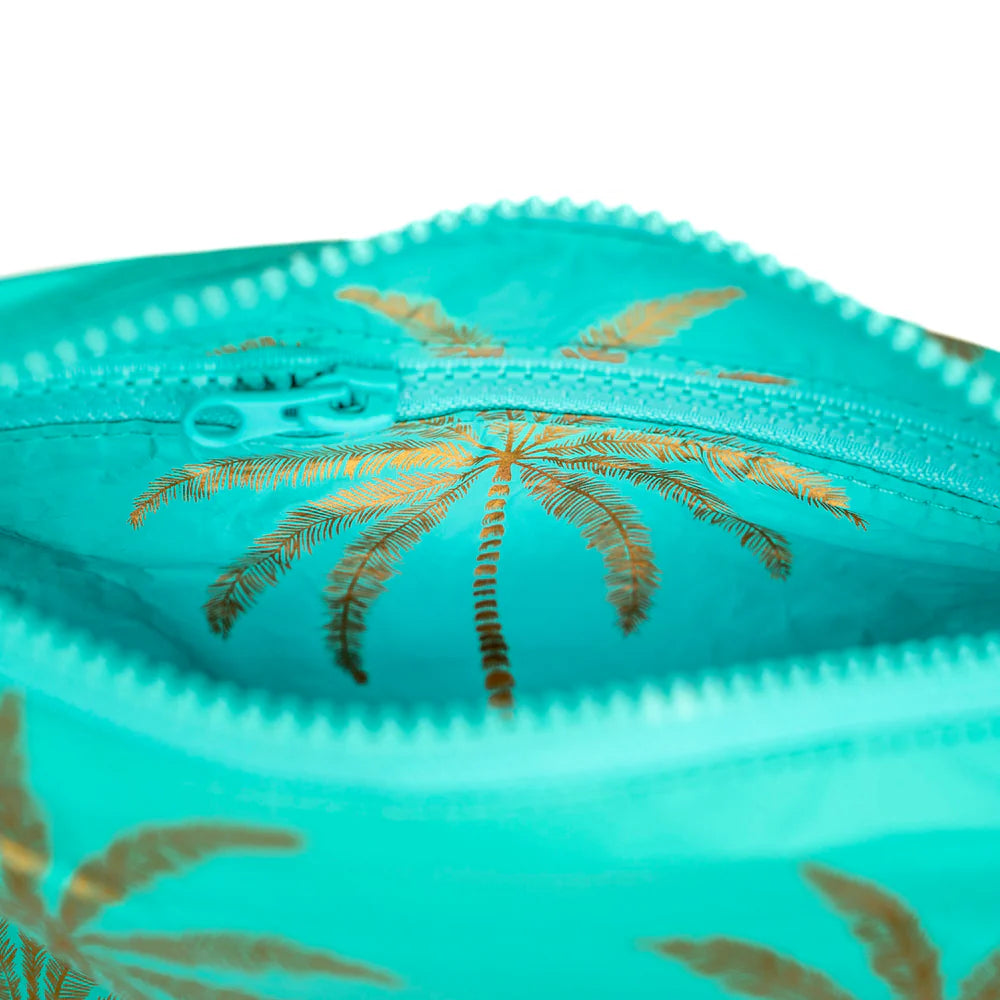 Mid Pouch - Aqua Golden Palms