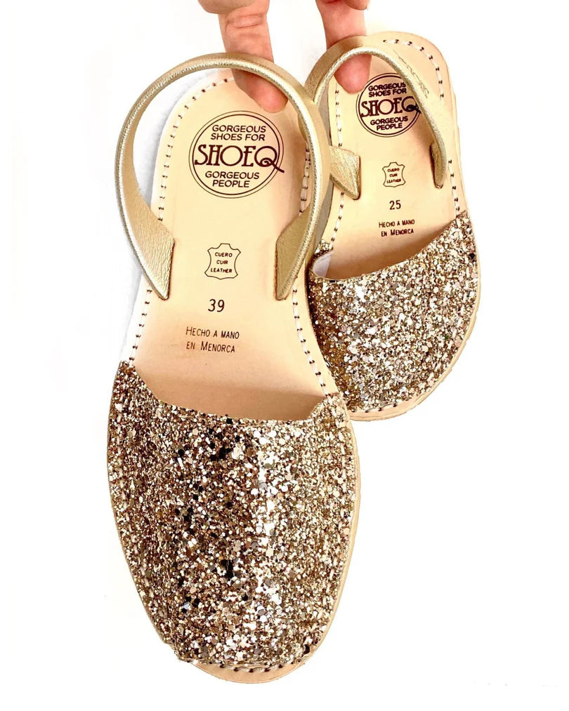 Girls classic avarca in champagne glitter