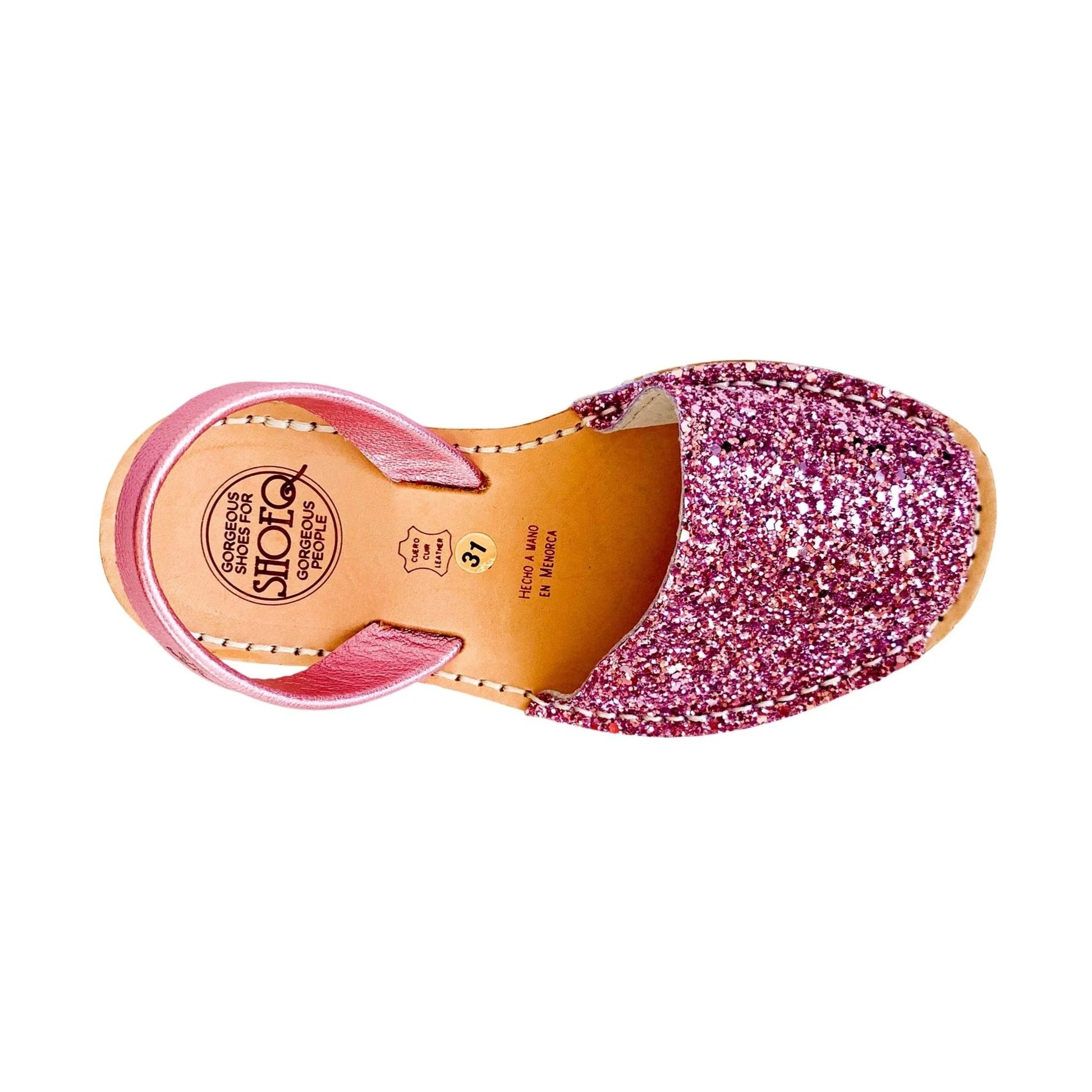 Girls Classic Avarca in pink glitter